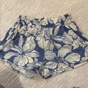 GAP Blue and Cream Floral High Waist Shorts